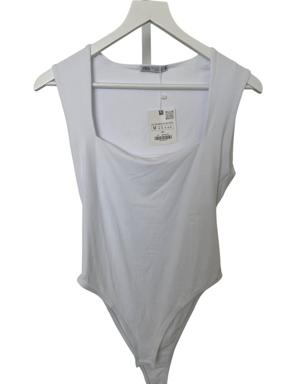 Zara White Sleeveless Square Neck Bodysuit